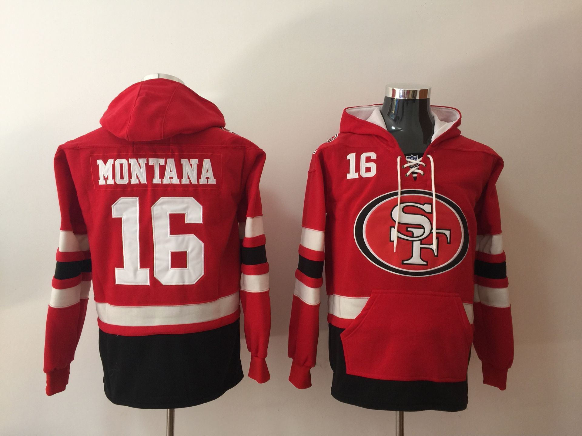 Men NFL Nike San Francisco 49ers #16 Montana red Sweatshirts